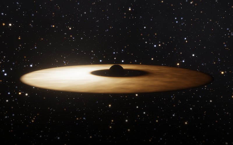 Disk rendered with straight light rays