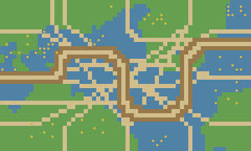 Decorative paths test render: gameplay path plus many decorative copper traces on a PCB substrate