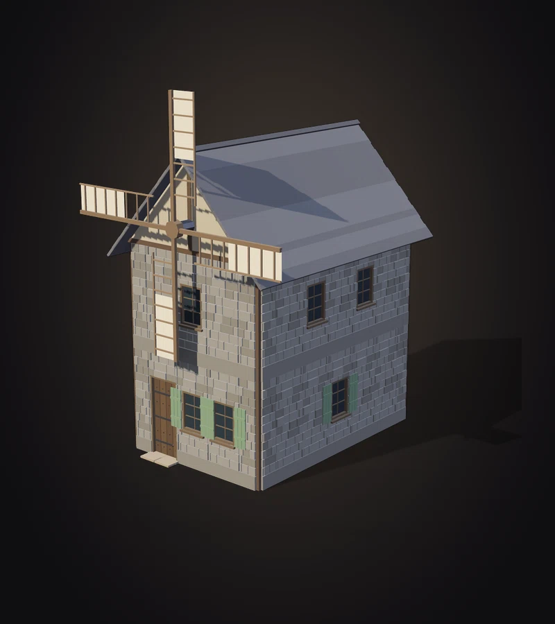 A windmill with its sails turning