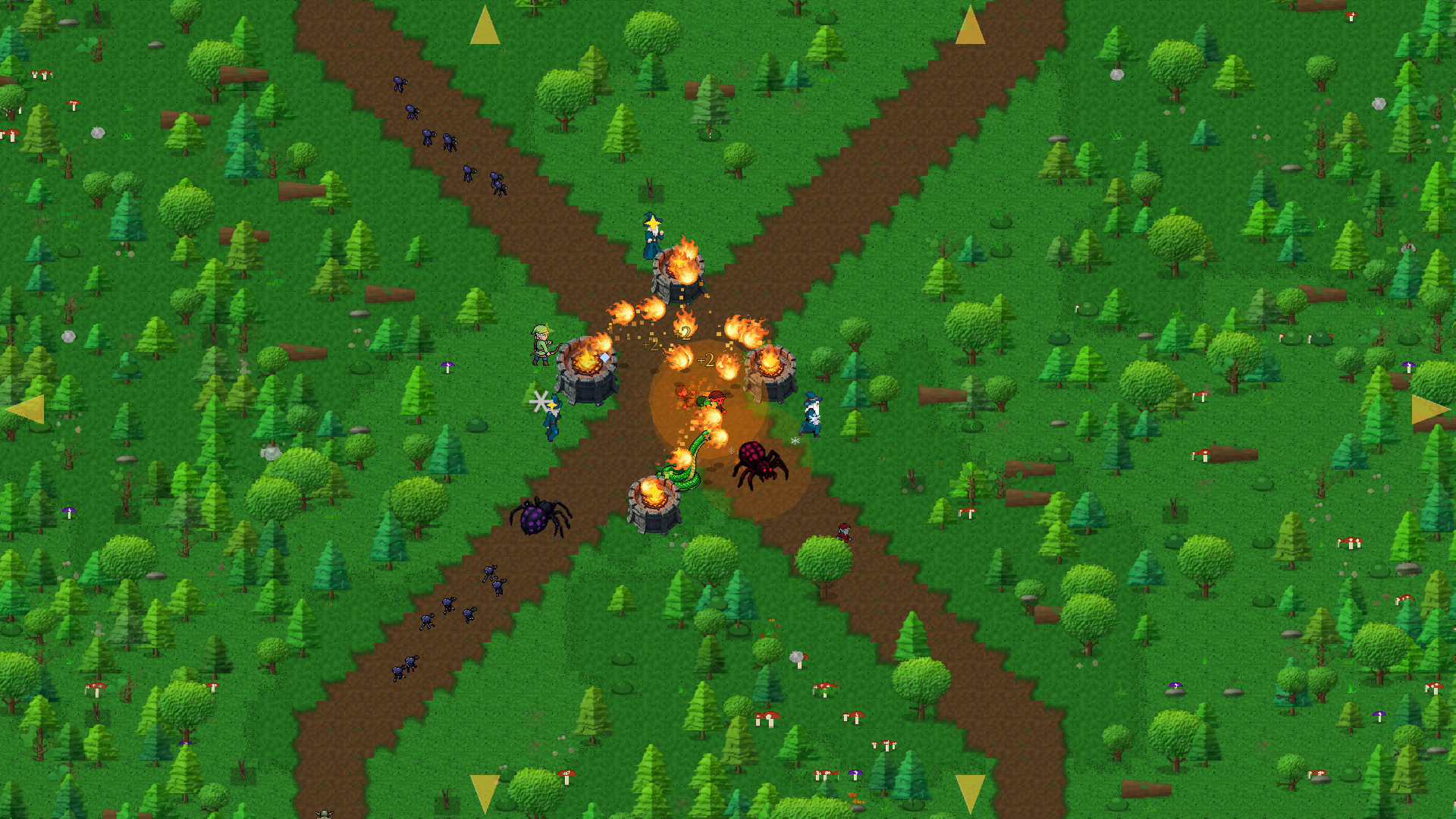 Forest crossroads — Pyre wardens unleash fire against the horde