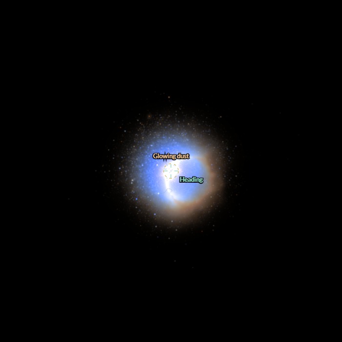 At 99.9%: a small bright patch in the centre