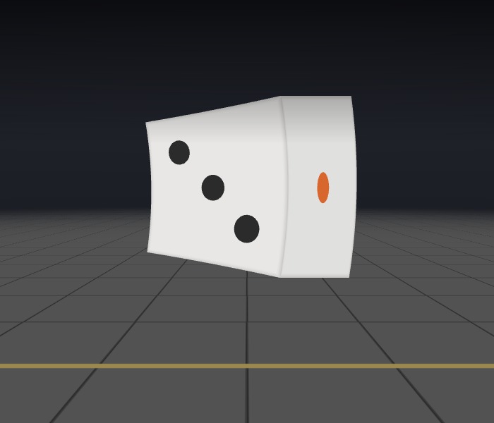 Die at 90%, looking turned 64 degrees