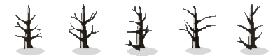Procedurally generated dead tree variants