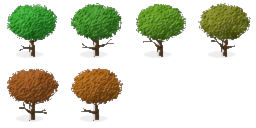 Procedurally generated maple tree variants across seasons